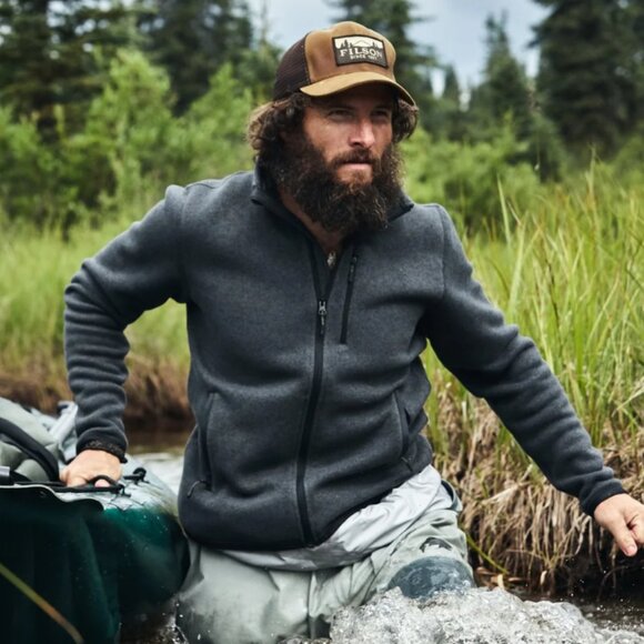 Filson Ridgeway Fleece Jacket Charcoal Heather Gray Polartec Pro Mens XS $130 - Picture 3 of 4